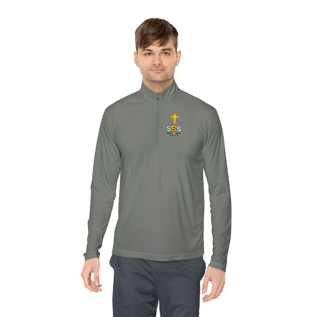 Embroidered Cross Quarter-Zip Pullover — 'SSS' Chest Logo