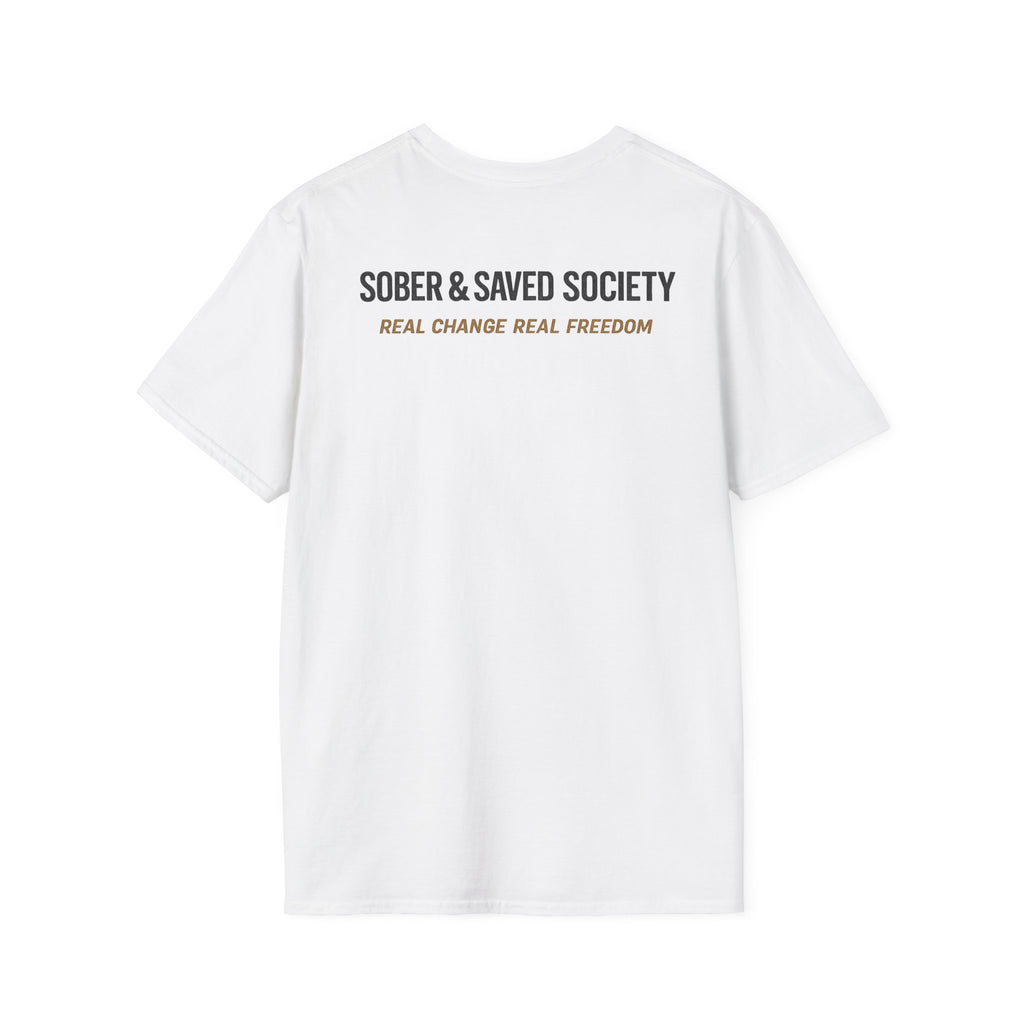 Sober & Saved Society T-Shirt — Faith-Based Recovery Tee