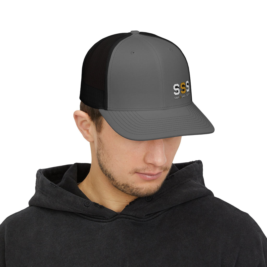 Snapback Trucker Cap — SSS Logo Embroidered Mesh Hat (Street Style, Casual Everyday)