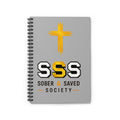 Sober & Saved Society Spiral Notebook — Christian Journal with Gold Cross (Ruled)