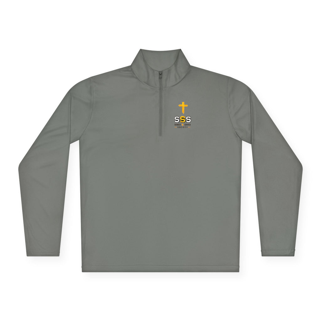 Embroidered Cross Quarter-Zip Pullover — 'SSS' Chest Logo