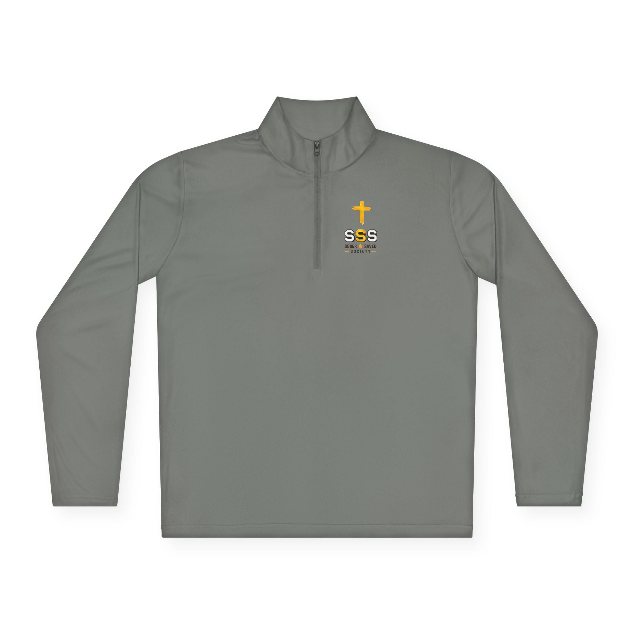 Embroidered Cross Quarter-Zip Pullover — 'SSS' Chest Logo